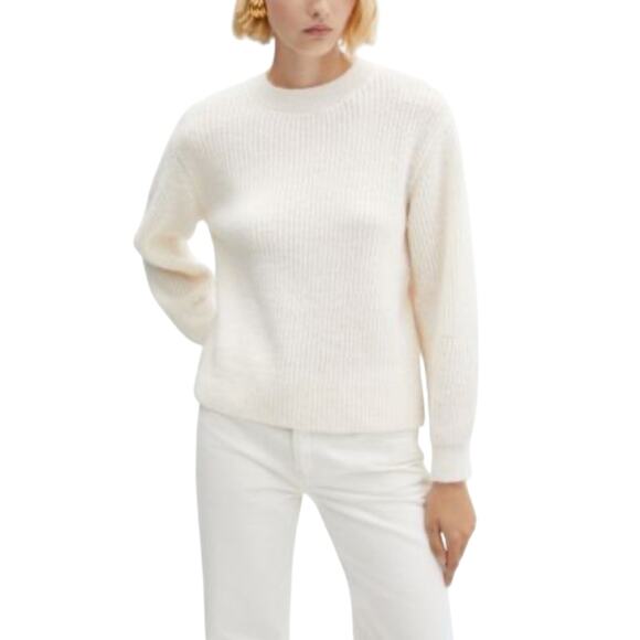 Mango Women's Round-Neck Oversized Knitted Sweater - Creamy White Small - Picture 1 of 6